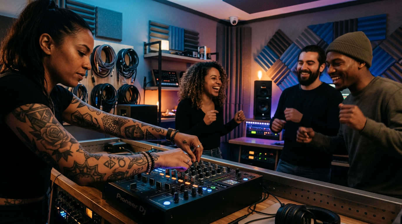 Music production studio session